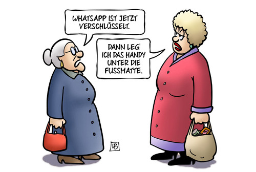 Cartoon: WhatsApp-Verschlüsselung (medium) by Harm Bengen tagged whatsapp,kommunikationsdienst,verschlüsselt,verschlüsselung,handy,smartphone,fussmatte,datenschutz,abhören,internet,susemil,harm,bengen,cartoon,karikatur,whatsapp,kommunikationsdienst,verschlüsselt,verschlüsselung,handy,smartphone,fussmatte,datenschutz,abhören,internet,susemil,harm,bengen,cartoon,karikatur