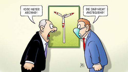 Cartoon: Windrad-Abstand (medium) by Harm Bengen tagged 1000,meter,abstand,ansteckend,windrad,windräder,abstandsregelung,streit,corona,coronavirus,ansteckung,pandemie,epidemie,krankheit,schaden,harm,bengen,cartoon,karikatur,1000,meter,abstand,ansteckend,windrad,windräder,abstandsregelung,streit,corona,coronavirus,ansteckung,pandemie,epidemie,krankheit,schaden,harm,bengen,cartoon,karikatur