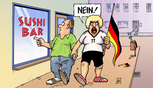 Cartoon: WM-Aus (medium) by Harm Bengen tagged trikot,fahne,japan,deutschland,frauenfußball,frauen,fußball,worldcup,weltmeisterschaft,verlieren,verloren,niederlage,ausscheiden,ende,aus,wm,wm,weltmeisterschaft,frauen,deutsch,fußball,frau,elf,ball,mannschaft,national,nationalmannschaft,frauenwm,verlieren,verloren,niederlage