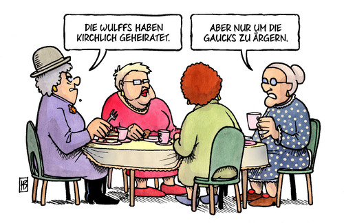 Cartoon: Wulff-Heirat (medium) by Harm Bengen tagged wulffs,heirat,bundespräsident,gaucks,susemil,harm,bengen,cartoon,karikatur,wulffs,heirat,bundespräsident,gaucks,susemil,harm,bengen,cartoon,karikatur