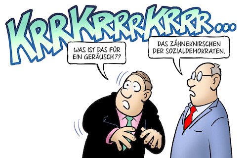 Cartoon: Zähneknirschen (medium) by Harm Bengen tagged zähneknirschen,geräusch,sozialdemokraten,spd,groko,harm,bengen,cartoon,karikatur,zähneknirschen,geräusch,sozialdemokraten,spd,groko,harm,bengen,cartoon,karikatur