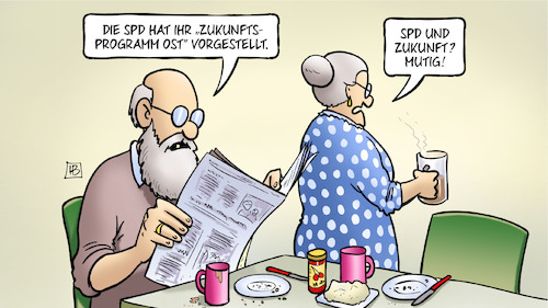 Cartoon: Zukunft und SPD (medium) by Harm Bengen tagged spd,zukunftsprogramm,ost,vorgestellt,zukunft,mutig,susemil,harm,bengen,cartoon,karikatur,spd,zukunftsprogramm,ost,vorgestellt,zukunft,mutig,susemil,harm,bengen,cartoon,karikatur