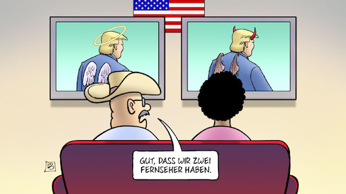 Cartoon: Zwei Amerikas (medium) by Harm Bengen tagged fernseher,trump,engel,teufel,tv,sofa,amerika,impeachment,verfahren,amtsenthebung,hass,liebe,harm,bengen,cartoon,karikatur,fernseher,trump,engel,teufel,tv,sofa,amerika,impeachment,verfahren,amtsenthebung,hass,liebe,harm,bengen,cartoon,karikatur