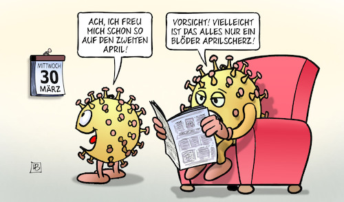 Cartoon: Zweiter April (medium) by Harm Bengen tagged freude,corona,regeln,infektionsschutz,freedom,day,masken,aprilscherz,viren,sirus,kalender,sessel,zeitung,lesen,harm,bengen,cartoon,karikatur,freude,corona,regeln,infektionsschutz,freedom,day,masken,aprilscherz,viren,sirus,kalender,sessel,zeitung,lesen,harm,bengen,cartoon,karikatur