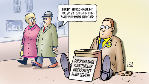 Cartoon: Zweitstimmen-Bettler II (medium) by Harm Bengen tagged klientelpolitik,unverschuldet,not,bettler,zweitstimme,zweitstimmen,leihstimmen,fdp,bundestag,wahlkampf,wahl,bundestagswahl,umfragen,harm,bengen,cartoon,karikatur,klientelpolitik,unverschuldet,not,bettler,zweitstimme,zweitstimmen,leihstimmen,fdp,bundestag,wahlkampf,wahl,bundestagswahl,umfragen,harm,bengen,cartoon,karikatur