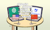 Cartoon: DeepSeek vs. ChatGPT (small) by Harm Bengen tagged deepseek,chatgpt,usa,china,ki,künstliche,intelligenz,beschimpfungen,konkurrenz,laptops,computer,klugscheisser,besserwisser,dummbatz,schwächling,billigprodukt,geldfresser,harm,bengen,cartoon,karikatur