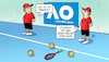 Cartoon: Djokovic (small) by Harm Bengen tagged djokovic,tennis,australian,open,australien,corona,impfung,impfstatus,einreise,viren,tennisbälle,balljungen,harm,bengen,cartoon,karikatur
