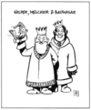 Cartoon: Dreikönig (small) by Harm Bengen tagged könig,könige,heilige,drei,kasper,kaspar,melchior,balthasar,handpuppe,weihnachten,advent,jesus,bethlehem