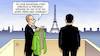 Cartoon: Franz. Regierung (small) by Harm Bengen tagged französische,regierung,frankreich,eifelturm,paris,butler,macron,grün,mäntelchen,mantel,harm,bengen,cartoon,karikatur
