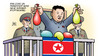 Cartoon: Kims Bombe (small) by Harm Bengen tagged kim,jong,un,wasserstoffbombe,test,wasserbomben,luftballons,nordkorea,waffen,provokation,harm,bengen,cartoon,karikatur
