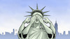 Cartoon: Lady Liberty wartet (small) by Harm Bengen tagged bürgerkrieg,liberty,freiheitsstatue,hören,sehen,augen,usa,wahl,trump,biden,harm,bengen,cartoon,karikatur