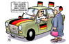 Cartoon: Spiegelüberzieher (small) by Harm Bengen tagged spiegelüberzieher,auto,fahnen,oma,dutt,fan,fussball,wm,weltmeisterschaft,brasilien,harm,bengen,cartoon,karikatur
