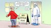 Cartoon: Ungeimpfter Zugang (small) by Harm Bengen tagged ungeimpfter,zugang,coronba,impfzentrum,harm,bengen,cartoon,karikatur