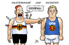 Cartoon: Westdeutsches Doping (small) by Harm Bengen tagged westdeutschland,brd,ddr,staat,sport,betrug,pharma,forschung,doping,harm,bengen,cartoon,karikatur