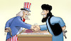 Cartoon: Zusammenarbeit USA und Taliban (small) by Harm Bengen tagged zusammenarbeit,waffen,rücken,usa,terror,isis,rache,uncle,sam,islamisten,afghanistan,rettungsmission,abzug,taliban,harm,bengen,cartoon,karikatur
