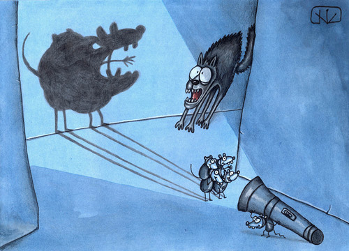 Cartoon: Joke (medium) by vladan tagged flashlight,shadow,mice,cat,joke