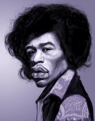 Cartoon: Jimi Hendrix (medium) by markdraws tagged photoshop,caricature,humor,music,musician,rock,and,roll,digital,painting,art,purple,haze