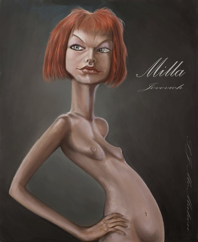Cartoon: Milla Jovovich (medium) by jonesmac2006 tagged milla,jovovich,caricature