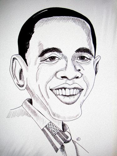 Cartoon: obama (medium) by Sanni tagged barack,obama