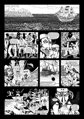 Cartoon: La Filastrocca 2.5 (medium) by csamcram tagged comics,black,white,csam,cram,corsari,pirati,bucanieri,galeone,filibustieri,cannoni,battaglia,guerra,sale,ammutinamento,accecare