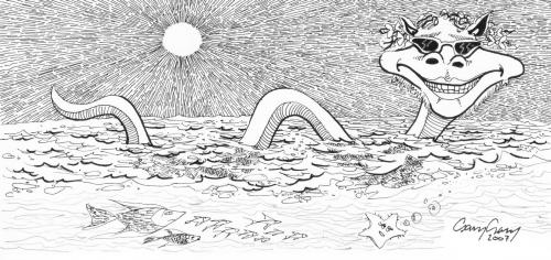 Cartoon: Nessie (medium) by csamcram tagged nessie,loch,ness,csam,cram