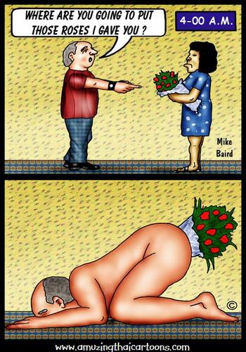 Cartoon: Roses (medium) by Mike Baird tagged drunk,unhappy,roses