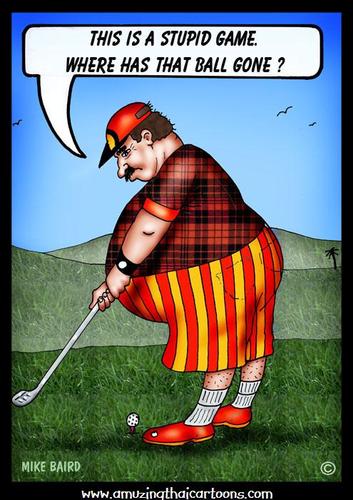 Cartoon: Stupid Game. (medium) by Mike Baird tagged happy,fun,enjoyment,balls,golf,fat