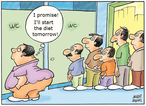 Cartoon: fat man and toilet queue (medium) by Murat tagged fat,diet