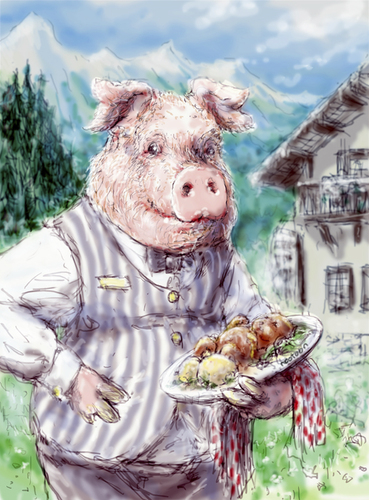 Cartoon: country food 3000 (medium) by nootoon tagged food,3000,illustrator,germany,pig,nootoon