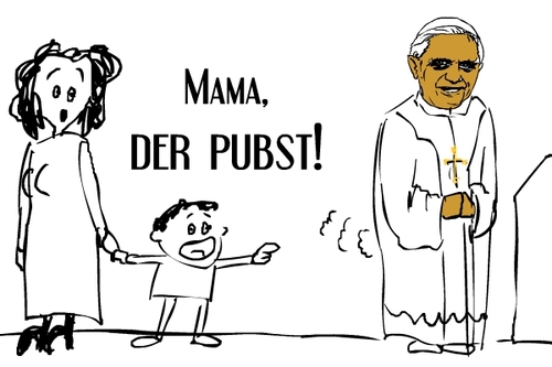 Cartoon: mama! der pubst ! (medium) by nootoon tagged pabst,pubst,pope,nootoon
