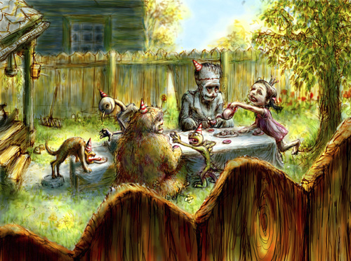 Cartoon: monstrous tea party (medium) by nootoon tagged tea,party,monster,nootoon,illustration,germany
