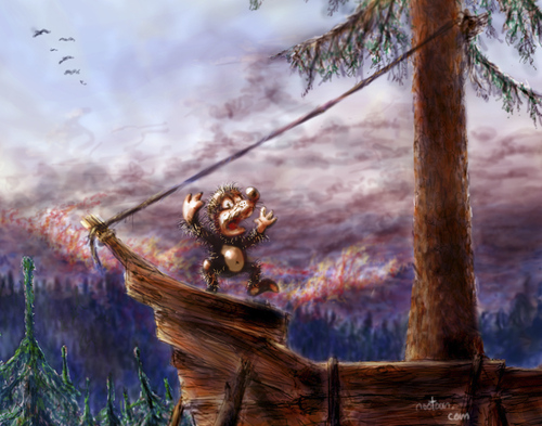 Cartoon: pirates of thuringia II (medium) by nootoon tagged thüringen,thuringia,germany,illustration,nootoon,woods,fire,pirates