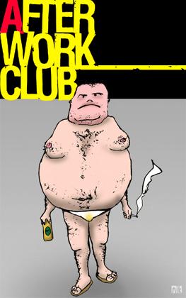 Cartoon: After Work Club (medium) by nik tagged bier,zigaretten,urin,unterhose,dick,haarig,afterwork,club