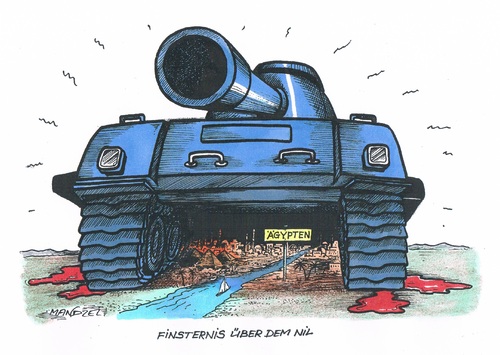 Cartoon: Ägyptische Finsternis (medium) by mandzel tagged ägypten,militär,nil,finsternis,schlagschatten,panzer,ägypten,militär,nil,finsternis,schlagschatten,panzer