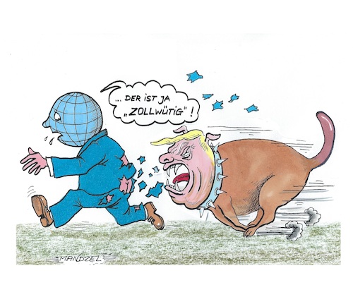 Cartoon: Angst vor Trumps Zöllen (medium) by mandzel tagged usa,trump,wirtschaft,zölle,usa,trump,wirtschaft,zölle