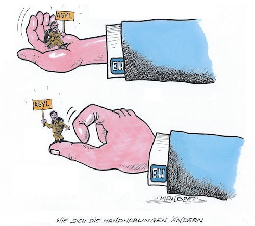 Cartoon: Asylreform (medium) by mandzel tagged migration,eu,reformen,gipfel,uneinigkeit,asyl,ankunftsorte,registrierungen,migration,eu,reformen,gipfel,uneinigkeit,asyl,ankunftsorte,registrierungen