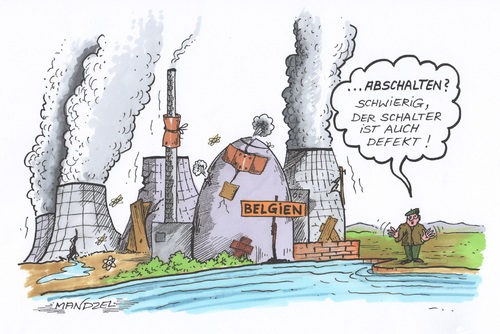 Cartoon: Atomgefahr (medium) by mandzel tagged atomkraft,belgien,atomsicherheit,meiler,gefahr,strahlung,atomkraft,belgien,atomsicherheit,meiler,gefahr,strahlung