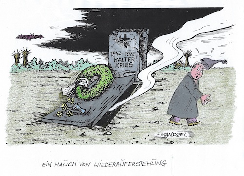 Cartoon: Auferstehung (medium) by mandzel tagged wiederauferstehung,kalter,krieg,usa,russland,europa,sanktionen,misstrauen,diplomatenausweisungen,wiederauferstehung,kalter,krieg,usa,russland,europa,sanktionen,misstrauen,diplomatenausweisungen