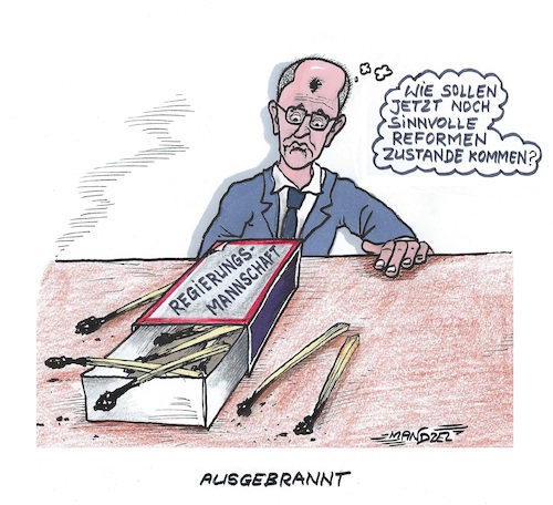 Cartoon: Ausgebrannte Koalition (medium) by mandzel tagged merz,koalition,reformen,deutschland,ausgebrannt,politik,merz,koalition,reformen,deutschland,ausgebrannt,politik