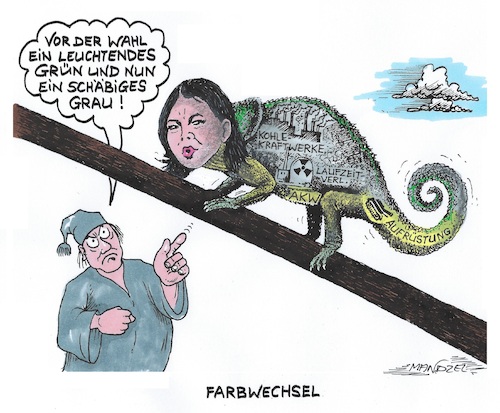 Cartoon: Chamäleon (medium) by mandzel tagged die,grünen,chamäleons,farbwechsel,unglaubwürdigkeit,deutschland,waffenlieferungen,kohlekraftwerke,atomreaktoren,falsche,versprechungen,die,grünen,chamäleons,farbwechsel,unglaubwürdigkeit,deutschland,waffenlieferungen,kohlekraftwerke,atomreaktoren,falsche,versprechungen