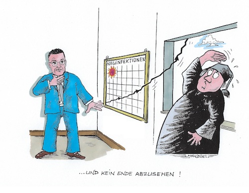 Cartoon: Corona-Fälle steigen immens (medium) by mandzel tagged corona,pandemie,panik,chaos,hysterie,pleiten,wirtschaft,finanzen,kasperkram,angst,deutschland,mandzel,karikatur,schuldenberg,corona,pandemie,panik,chaos,hysterie,pleiten,wirtschaft,finanzen,kasperkram,angst,deutschland,mandzel,karikatur,schuldenberg