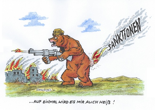 Cartoon: Dem Bären brennt der Hintern (medium) by mandzel tagged russland,putin,nato,osterweiterung,ukraine,angst,krieg,europa,sanktionen,russland,putin,nato,osterweiterung,ukraine,angst,krieg,europa,sanktionen