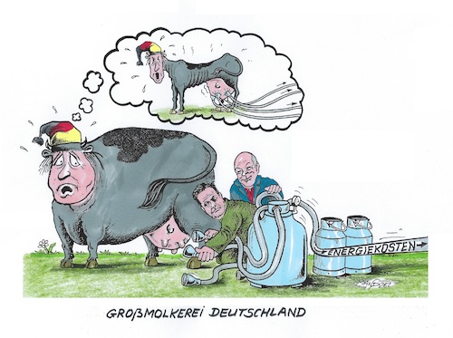 Cartoon: Der Michel wird gemolken (medium) by mandzel tagged energie,kosten,deutschland,selenskyj,krieg,verteuerungen,gas,politikunfähigkeit,energie,kosten,deutschland,selenskyj,krieg,verteuerungen,gas,politikunfähigkeit