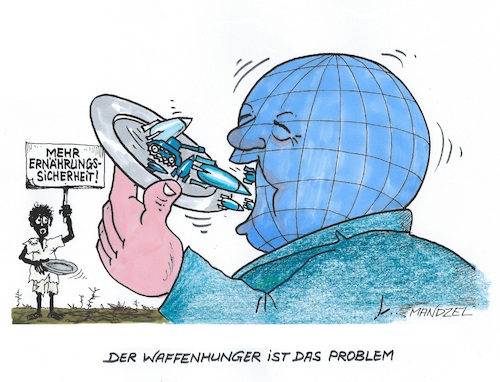 Cartoon: Der Waffenhunger der Welt (medium) by mandzel tagged hunger,welt,kriege,geld,waffen,ernährung,armut,der,hunger,welt,kriege,geld,waffen,ernährung,armut