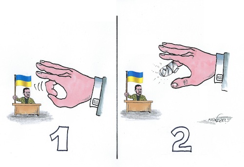 Cartoon: Die Ukraine hält sich (medium) by mandzel tagged krieg,ukraine,selenskyj,waffenforderungen,blutvergießen,nukleargefahr,krieg,ukraine,selenskyj,waffenforderungen,blutvergießen,nukleargefahr