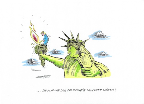 Cartoon: Die US-Demokratie überlebt es... (medium) by mandzel tagged trump,biden,usa,wahlen,corona,lügen,betrug,manipulationen,klagen,demokratiedemontage,trump,biden,usa,wahlen,corona,lügen,betrug,manipulationen,klagen,demokratiedemontage