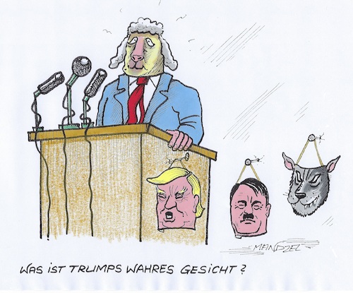 Cartoon: Die vielen Gesichter Trumps (medium) by mandzel tagged trump,schaf,wolf,nazi,usa,wandlungskunst,trump,schaf,wolf,nazi,usa,wandlungskunst