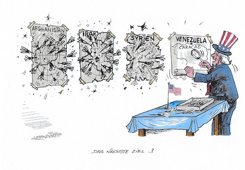Cartoon: Ein neues Opfer der USA (medium) by mandzel tagged usa,trümp,maduro,venezuela,militäraktionen,usa,trümp,maduro,venezuela,militäraktionen