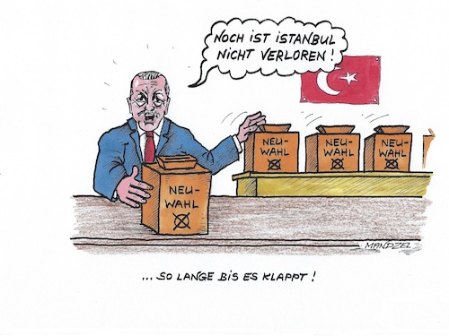 Cartoon: Erdogan gibt nicht auf (medium) by mandzel tagged erdogan,türkei,istanbul,wahlen,demokratie,erdogan,türkei,istanbul,wahlen,demokratie