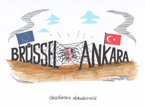 Cartoon: EU-Türkei-Verbindung (medium) by mandzel tagged eu,türkei,erdogan,beitrittsverhandlungen,eu,türkei,erdogan,beitrittsverhandlungen